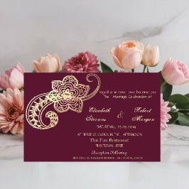 Convite de Casamento Elegante em Dourado Paisley