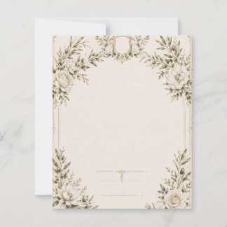 Convite de Casamento Elegante em Marfim com Champa