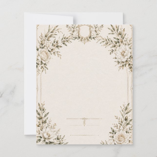 Convite de Casamento Elegante em Marfim com Champa (Frente)