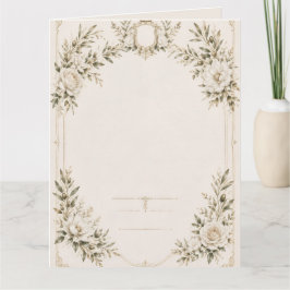 Convite de Casamento Elegante em Marfim com Champa