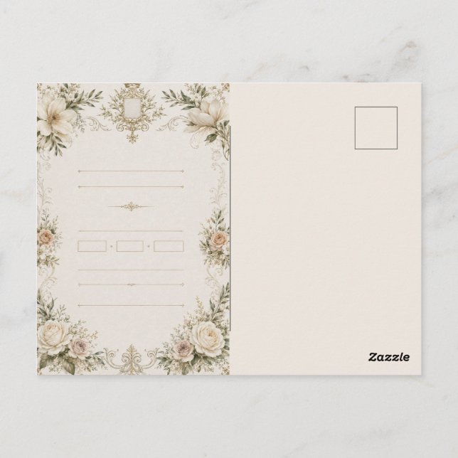 Convite de Casamento Elegante em Marfim com Champa (Verso)