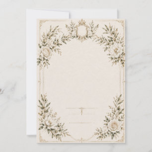 Convite de Casamento Elegante em Marfim com Champa