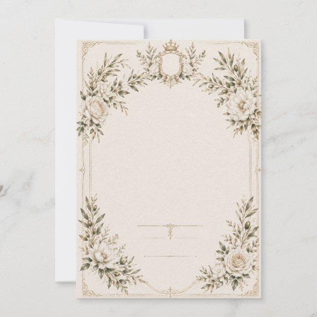 Convite de Casamento Elegante em Marfim com Champa (Frente)