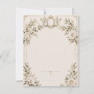 Convite de Casamento Elegante em Marfim com Champa
