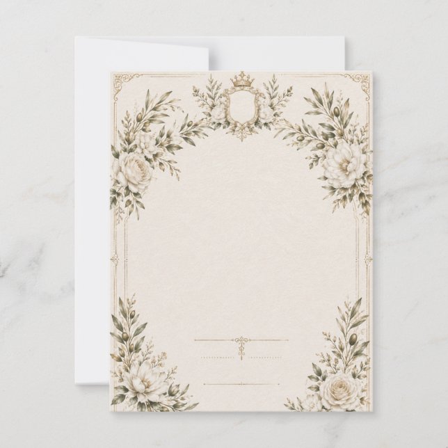 Convite de Casamento Elegante em Marfim com Champa (Frente)