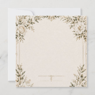 Convite de Casamento Elegante em Marfim com Champa