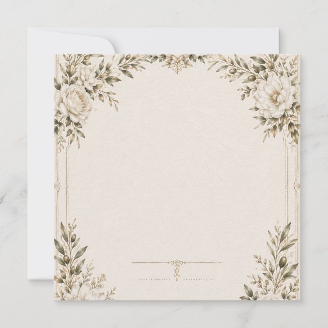 Convite de Casamento Elegante em Marfim com Champa (Frente)