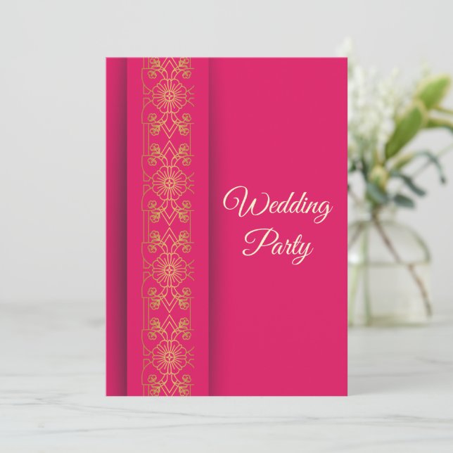Convite de Casamento Elegante em Ouro (Em pé/Frente)
