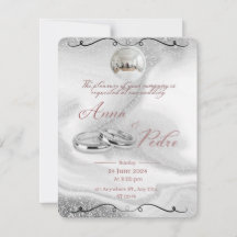 Convite de Casamento Elegante em Prata com Código
