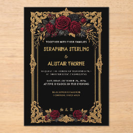 Convite de Casamento Elegante em Preto com Rosa Do