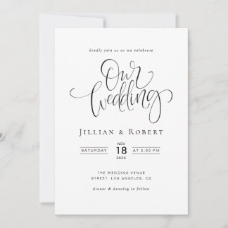 convite de casamento elegante em preto e branco co