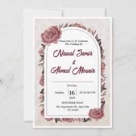 Convite de Casamento Elegante em Rosa Poeirento e