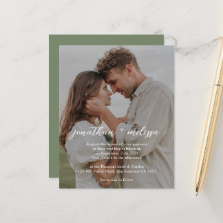 Convite de Casamento Elegante em Verde Oliva Escur
