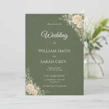 Convite de casamento elegante em verde sage