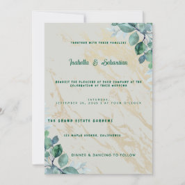 Convite de Casamento Elegante em Verde Sage e Márm