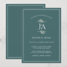 Convite de Casamento Elegante Esmeralda Verde Clás