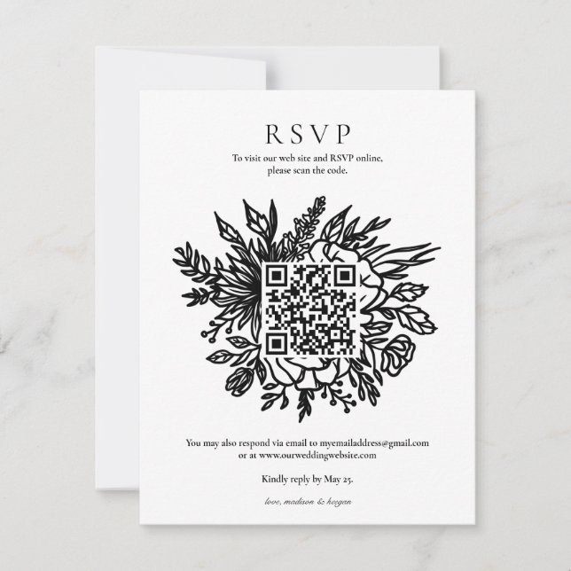 Convite de Casamento Elegante Eucalipto com QR Cod (Frente)