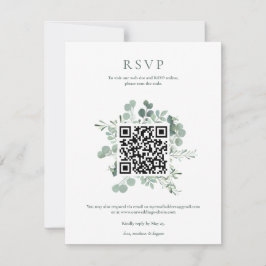 Convite de Casamento Elegante Eucalipto QR Code RS