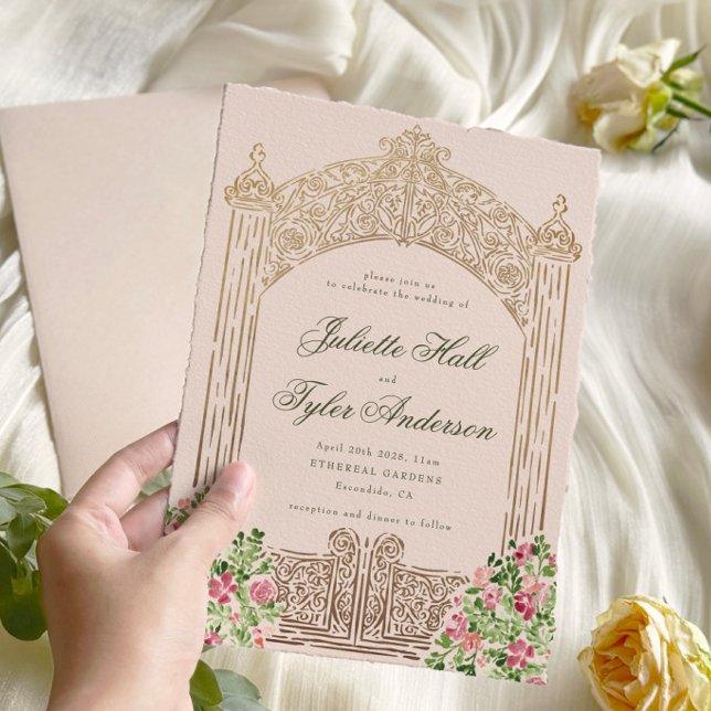 Convite de Casamento Elegante Falso Folheado Regal (Criador carregado)