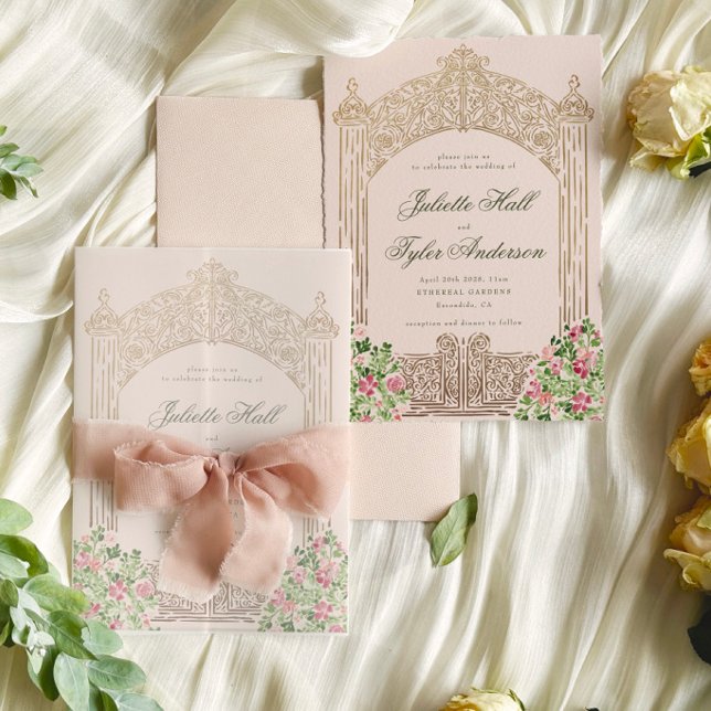 Convite de Casamento Elegante Falso Folheado Regal (Criador carregado)