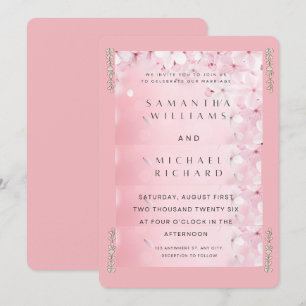Convite de Casamento Elegante Flor de Cerejeira Ro