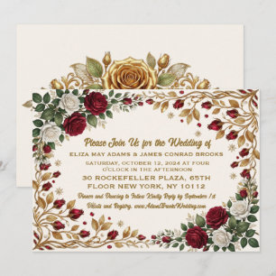 Convite de Casamento Elegante Flor de Rosa de Nova