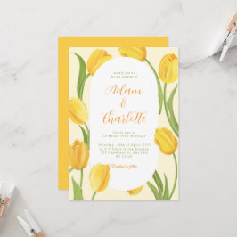 Convite de Casamento Elegante Floral Amarelo Boho