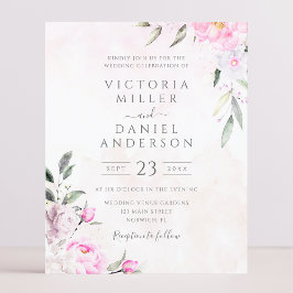 Convite De Casamento Elegante Floral De Cor De Águ