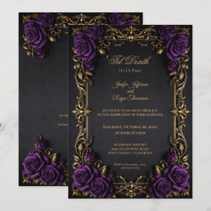 Convite de casamento Elegante Floral Gótico