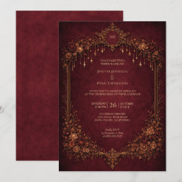 Convite de casamento elegante floral gótico de hal