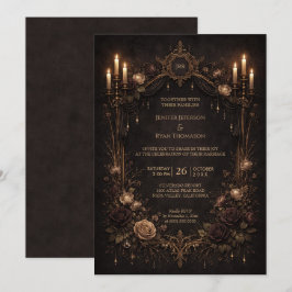 Convite de casamento elegante floral gótico de hal