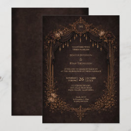 Convite de casamento elegante floral gótico de hal