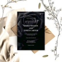 Convite de Casamento Elegante Floral Midnight Rose