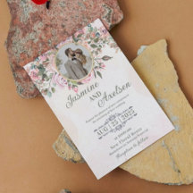 Convite De Casamento Elegante Floral Rosa