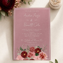 Convite de Casamento Elegante Floral Rosa Poento B