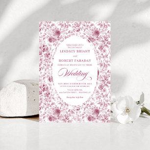 Convite de Casamento Elegante Floral Toile de Jouy