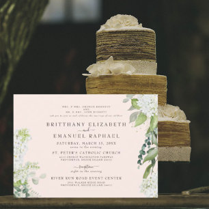 Convite de Casamento Elegante Hortênsia Branca Rub