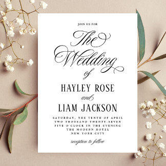 Convite de Casamento Elegante Letra Formal