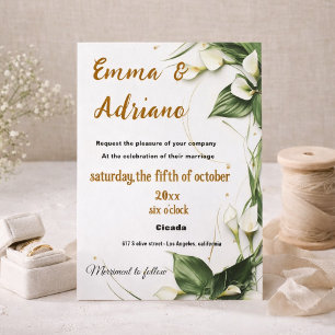 Convite de Casamento Elegante Lírio-de-Calla com L