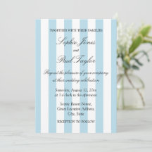 Convite de Casamento Elegante Listras Azul Claro