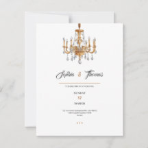 Convite de casamento elegante luxuoso dourado clás