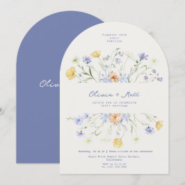 Convite de Casamento Elegante Manuscrito Wildflowe