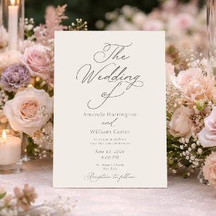 Convite de Casamento Elegante Marfim com Verso com