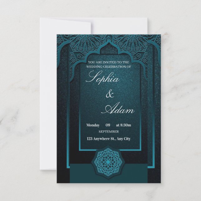 Convite de Casamento Elegante Marroquino (Frente)