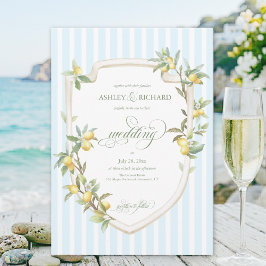 Convite de Casamento Elegante Mediterrâneo de Limã