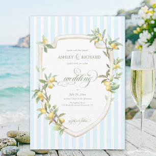 Convite de Casamento Elegante Mediterrâneo de Limã