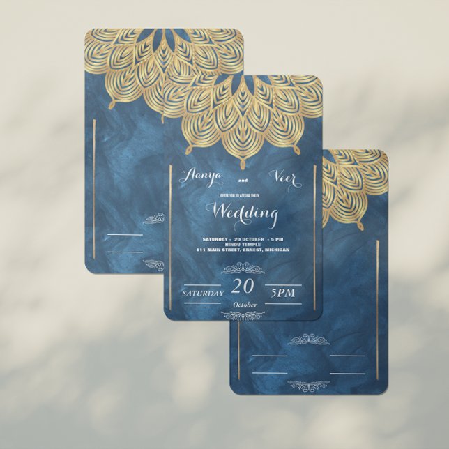 Convite de Casamento Elegante Mehndi (Criador carregado)