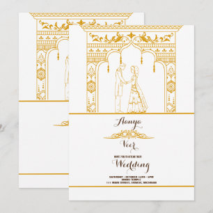 Convite de casamento elegante Mehndi