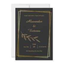 Convite de Casamento Elegante Minimalista Dourado