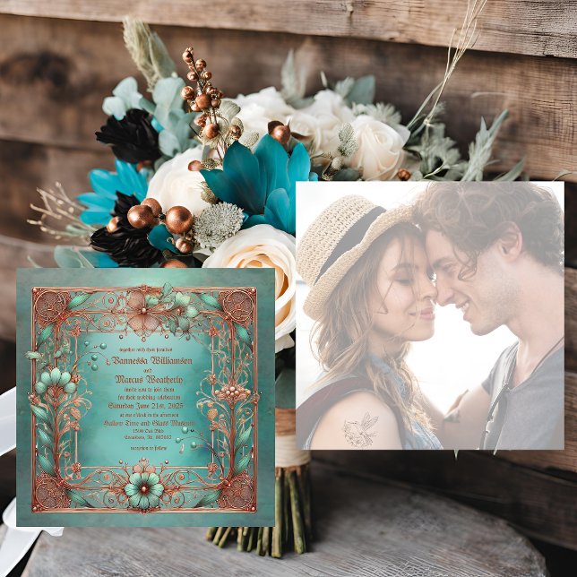 Convite de Casamento Elegante Minimalista em Cobre (Criador carregado)